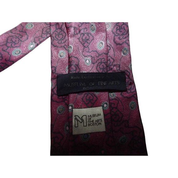 Museum of Fine Arts Boston Men's Silk Tie Burgundy Abstract Print 56 inches - Picture 3 of 5